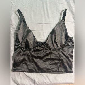 Black satin going out top